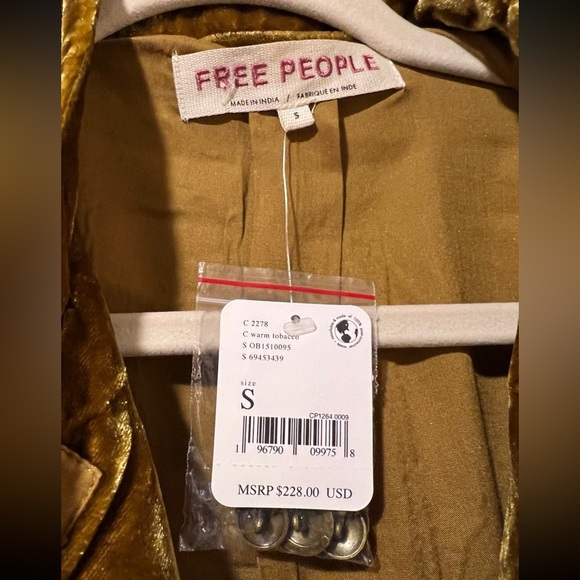 Free People Faye Velvet Moto Jacket Gold Mustard S | BNWT $228 - Picture 3 of 8